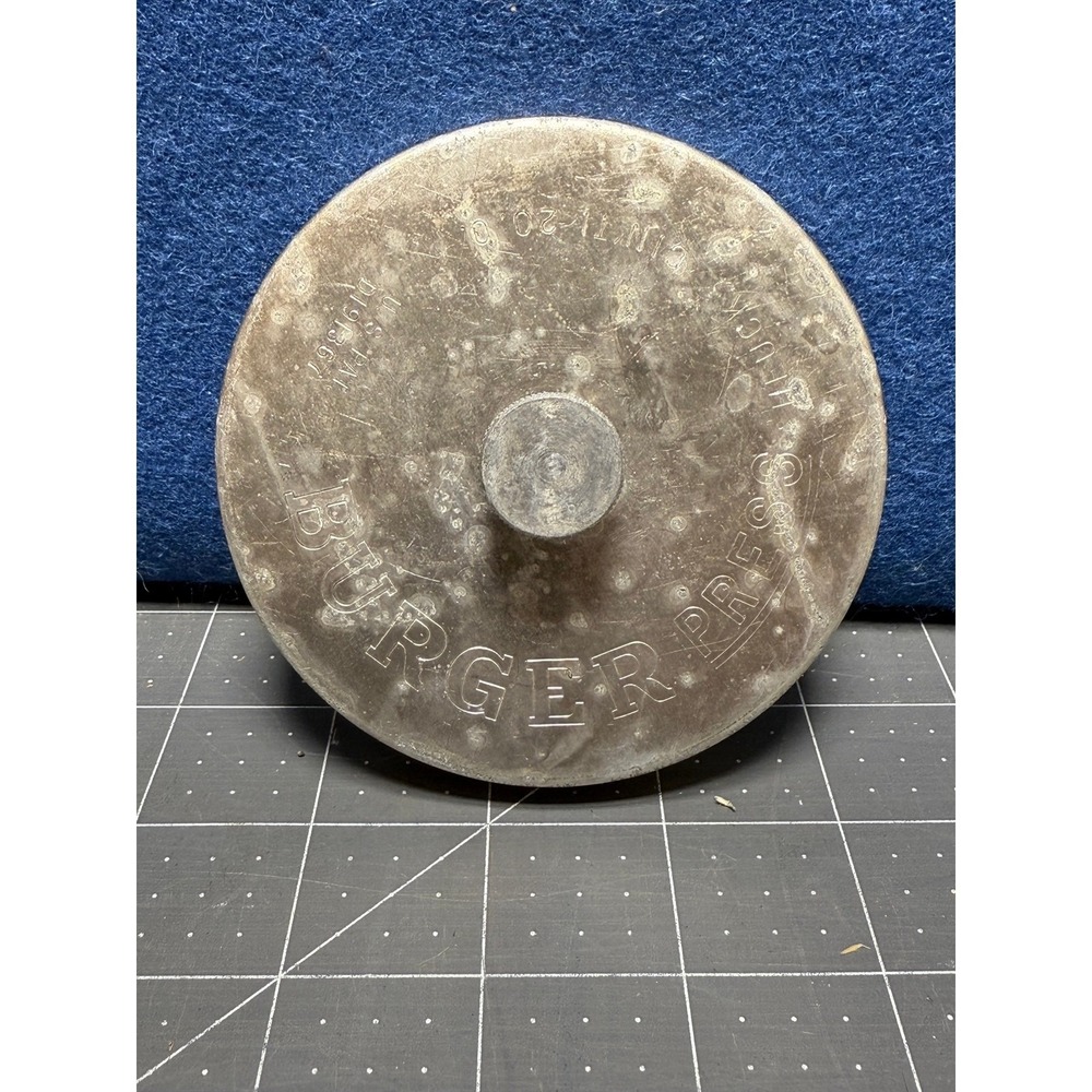 Vintage Heuck Burger Press Mold 3.75" Aluminum Turning Handle Release‎ Blade